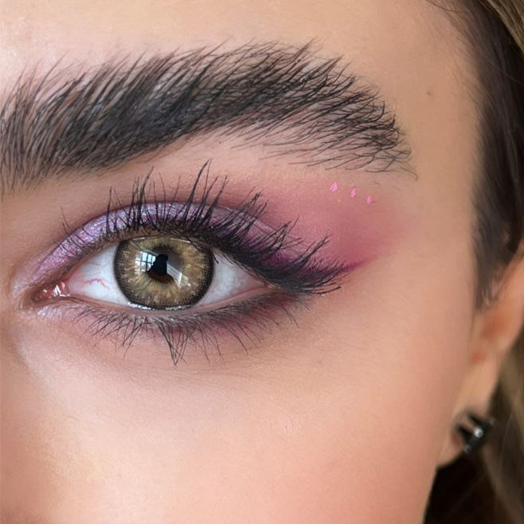 لنز عسلی دور مشکی کد 1132 - کمل سلنا