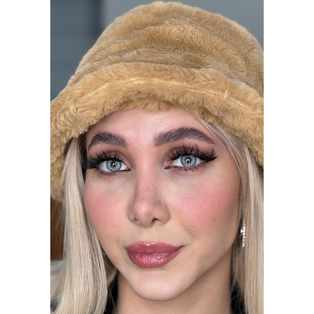 لنز ترکیبی آبی طوسی عسلی کد 1117- گلکسی بلو سلنا