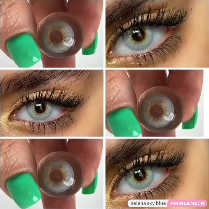 لنز چشم رنگی سبز مرکز عسلی کد 1128 روی چشم قهوه ای