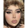 لنز رنگی طوسی کرمی دوردار عروسکی کد 502