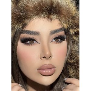 لنز رنگی طوسی کرمی دوردار عروسکی کد 502