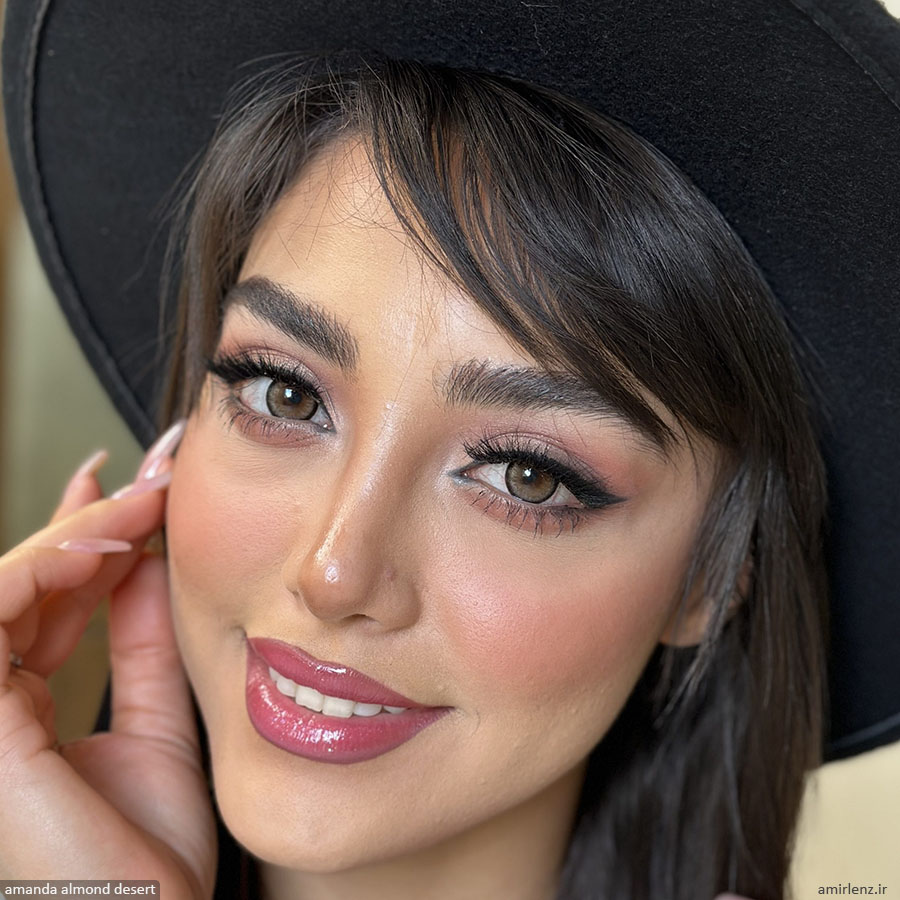 لنز عسلی طوسی دورمشکی آلموند دیزرت آماندا کد 555