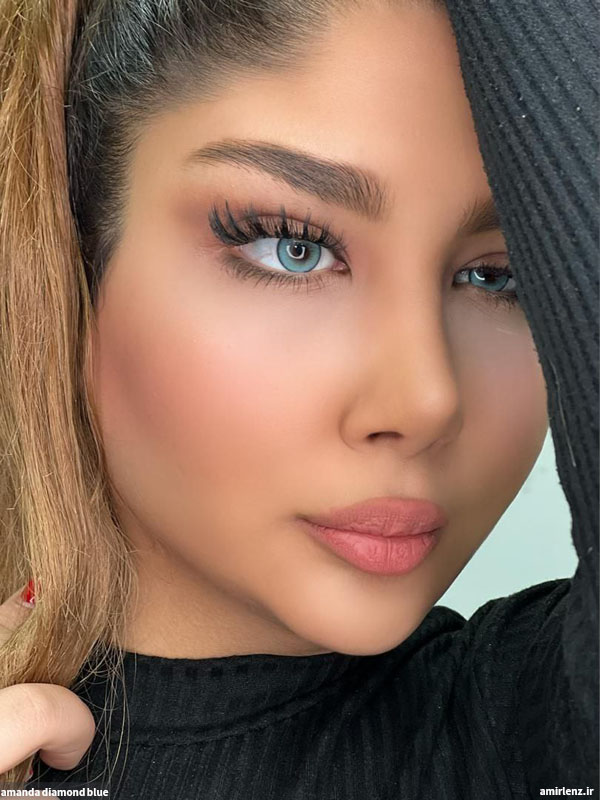 لنز آبی اقیانوسی دور مشکی دایموند بلو آماندا کد547
