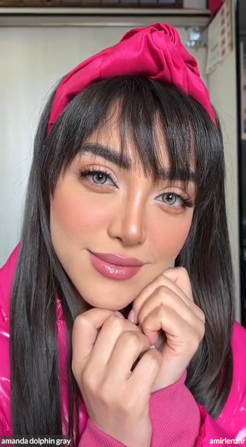 لنز طوسی عسلی دور مشکی دلفین گری آماندا کد 558