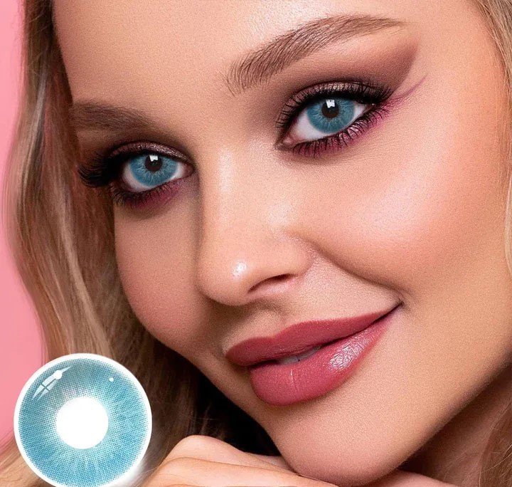 لنز آبی فیروزه ای رگه دار دوپامین فرش لیدی کد919