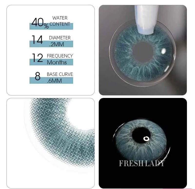 لنز آبی فیروزه ای رگه دار دوپامین فرش لیدی کد919