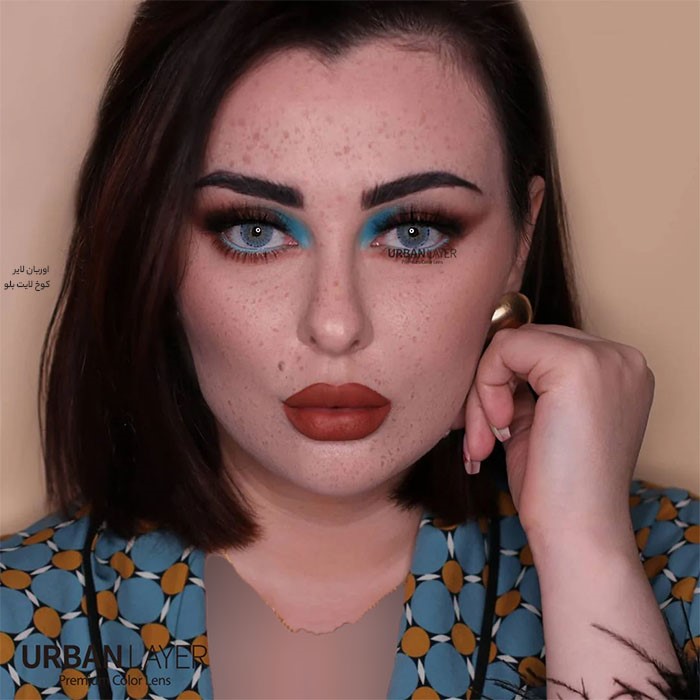 لنز آبی رگه سبز عسلی کوخ لایت بلو اوربان لایرکد1285