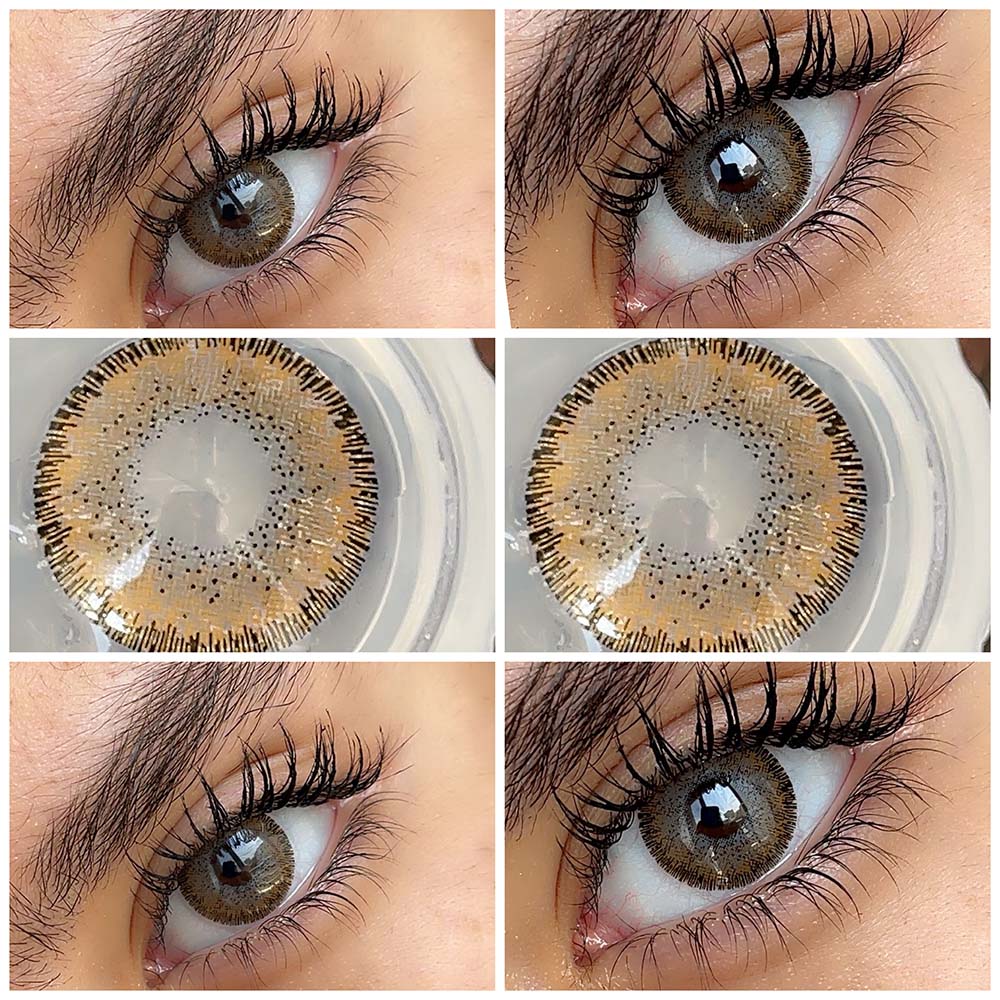 لنز فندقی عسلی مرکز طوسی با دور هاشوری کد 1153 - هیزل سلنا