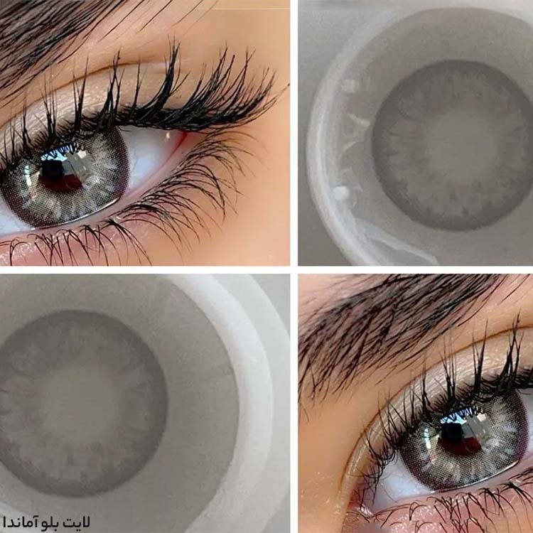 لنز طوسی رگه دار دور مشکی لایت بلو اماندا کد535