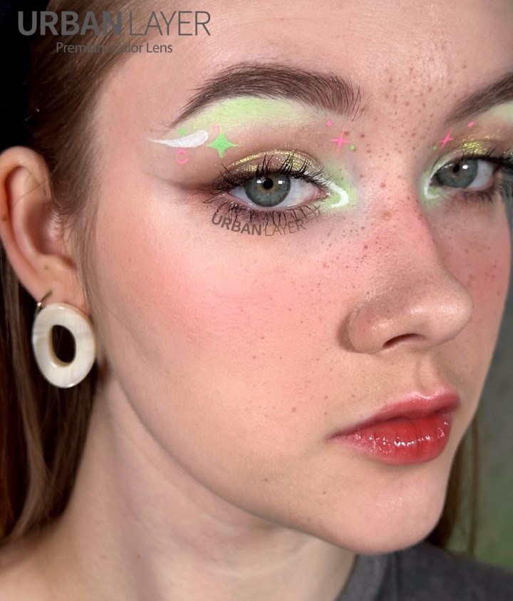 لنز سبز عسلی رگه دار سیری گرین اوربان لایرکد1286