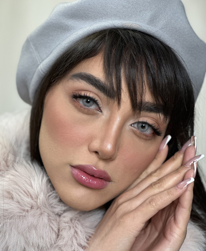 لنز طوسی آبی روشن پاستل گری آماندا کد 560