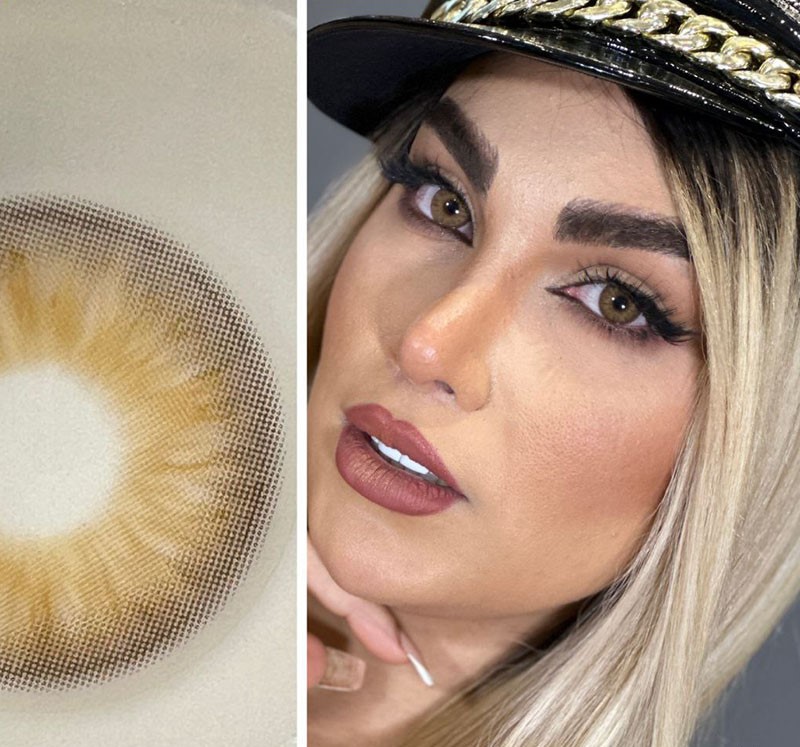 لنز عسلی قهوه ای دوردار هستیا سلنا