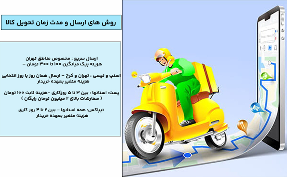 روش های ارسال و مدت زمان تحویل کالا
