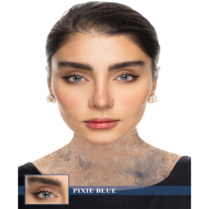 لنز رنگی آبی مرکز عسلی رگه دار پیکسی بلو کریستال کد 1306