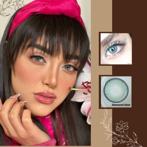 لنز رنگی آبی اقیانوسی دور مشکی کد 547