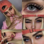 لنز کارولینا گری اماندا روی چشم قهوه ای لنز کارولینا گری اماندا روی چشم قهوه ای