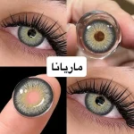 لنز رنگی ماریانا طوسی سبز مرکز عسلی دوردار برند آنجلینا جولی فصلی